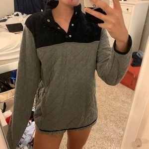 Quilted Button-Up Sweatshirt